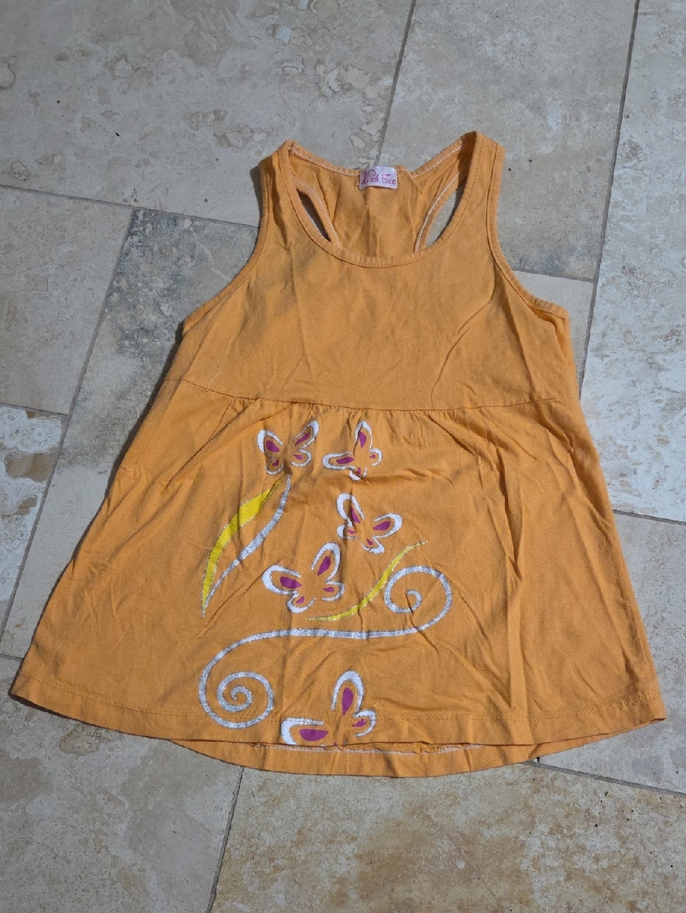 PINK tee Orange Racerback Tank Top Butterfly Graphic Size M